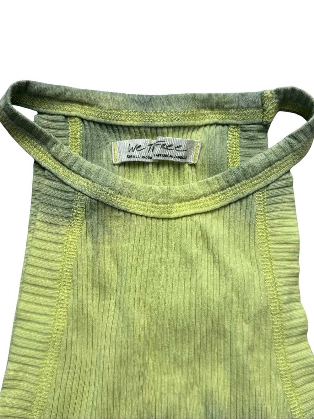 We The Free Easy Breezy Ribbed Halter Tank Top Tie Dye Green/Yellow Size S - Picture 5 of 7